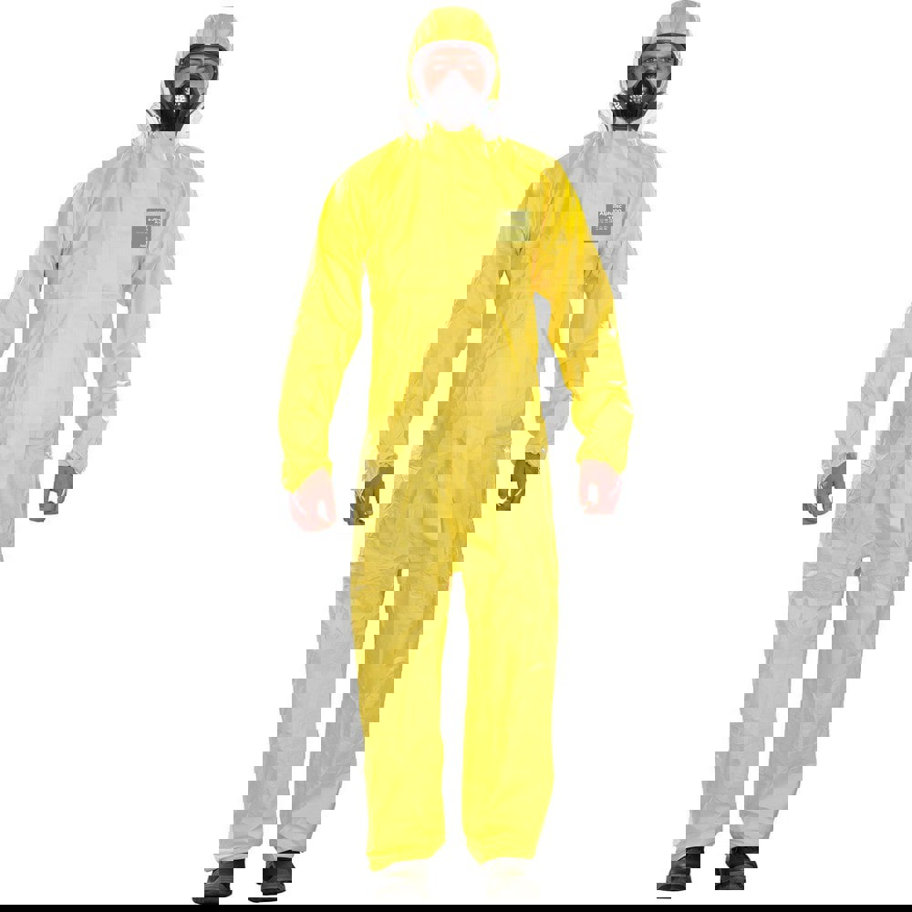 Disposable & Chemical Resistant Coveralls; Garment Style: Coveralls ; Size: Large ; Material: Polyethylene on Bicomponent; Polypropylene/Polyethylene Non-Woven ; Closure Type: 2-Way Zipper with Storm Flap ; Number Of Pockets: 0.000 ; Cuff Style: Elastic